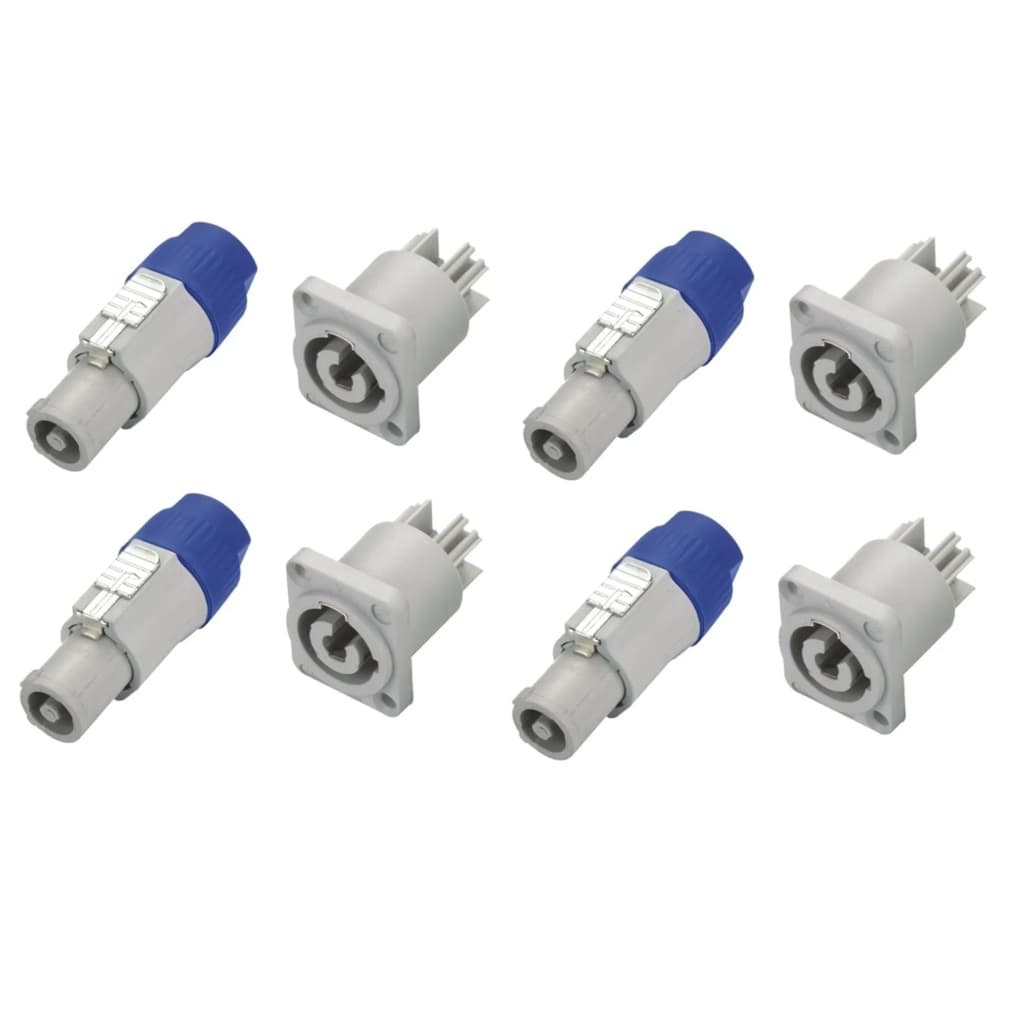 Kit 4 Conector Powercon Macho Linha +4 Femea Painel Connext