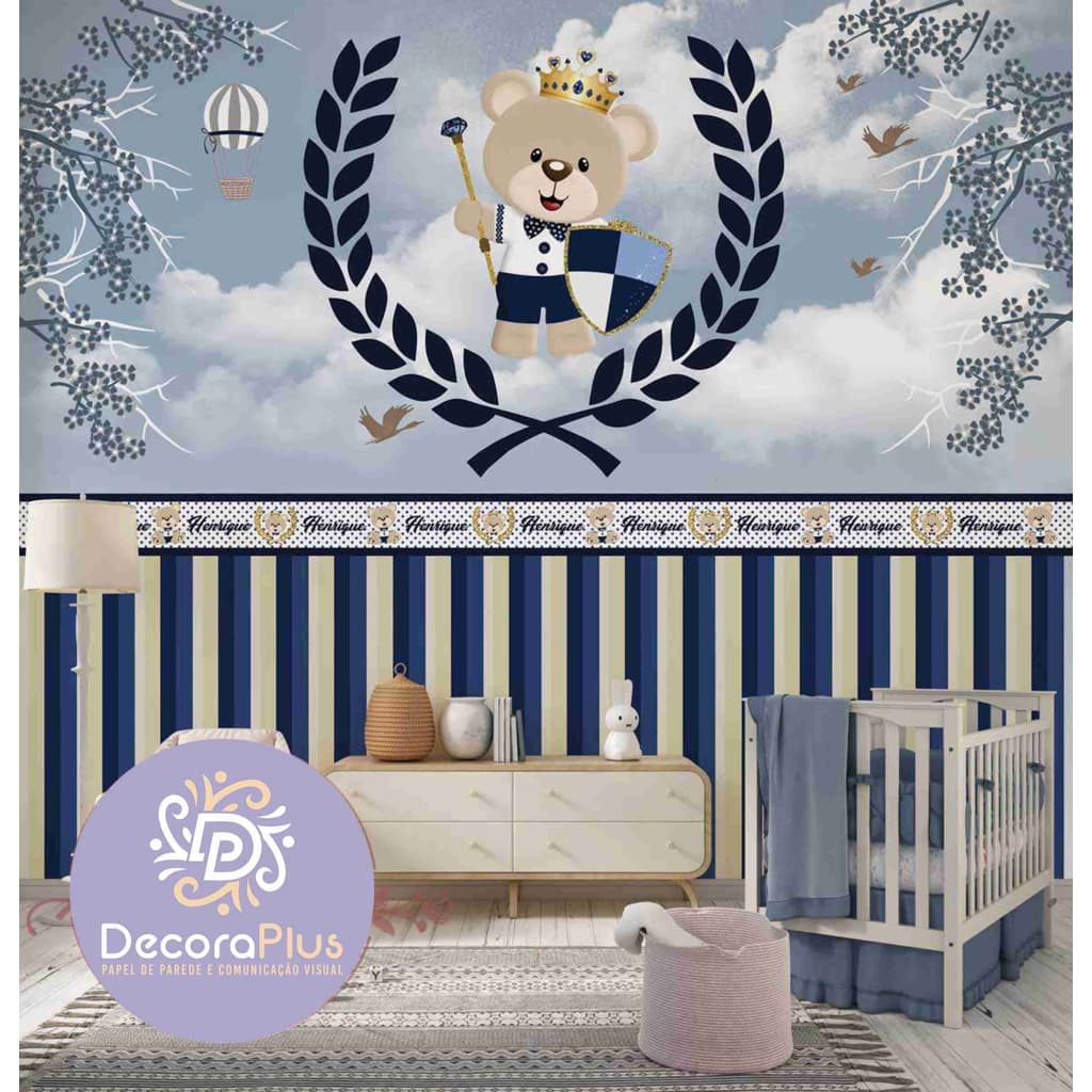 Papel De Parede Foto Mural Inteira Personalizado Infantil Ursinhos Ursos Pelúcia Príncipe Menino