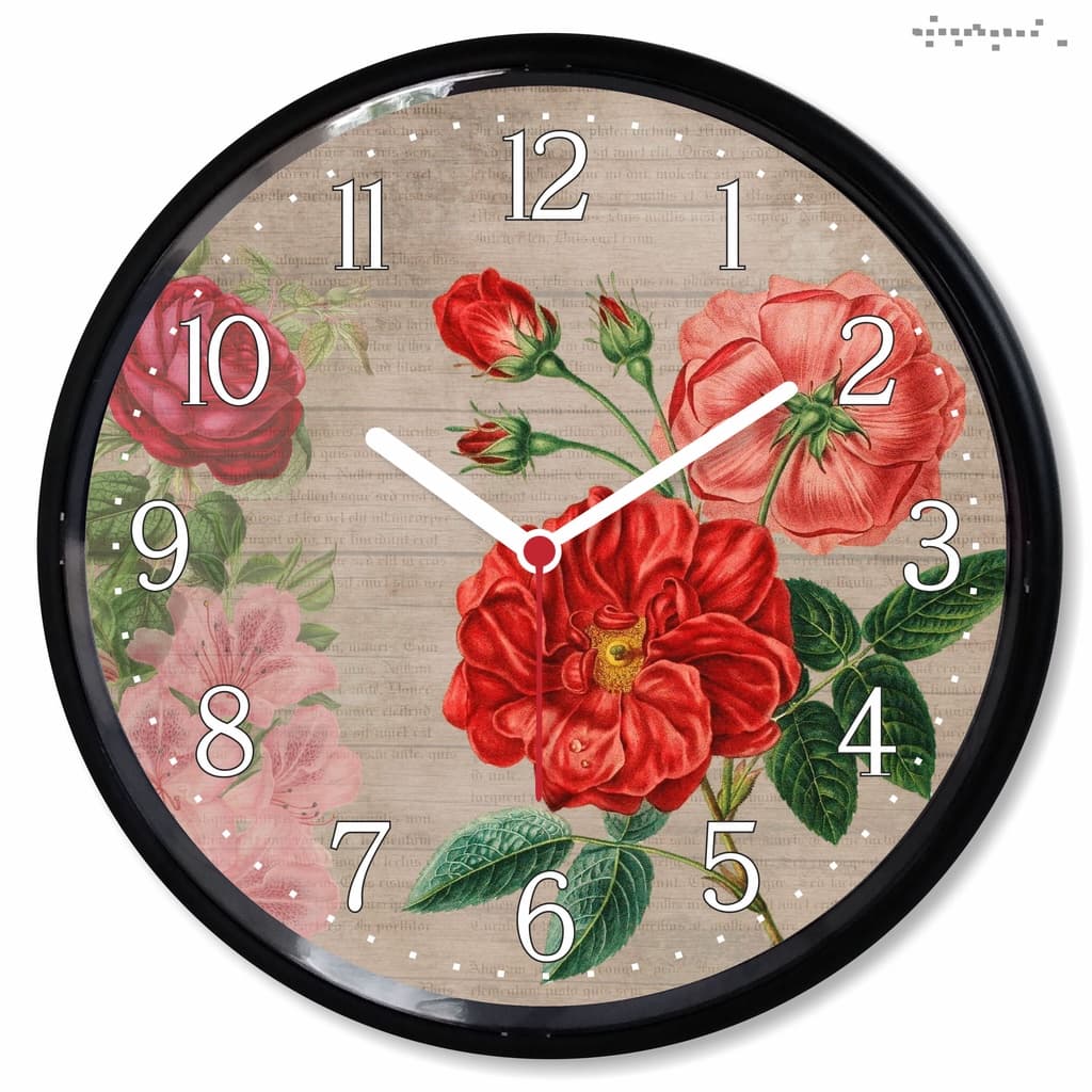 Relogio Parede Rosa Vermelha Flor Vintage Decorativo Primavera Presente Casa Sala Cozinha