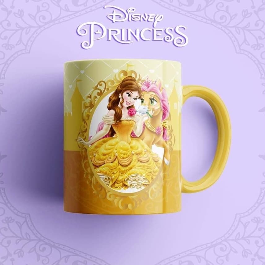 Caneca Coleção Princesas Disney alça e interior colorido