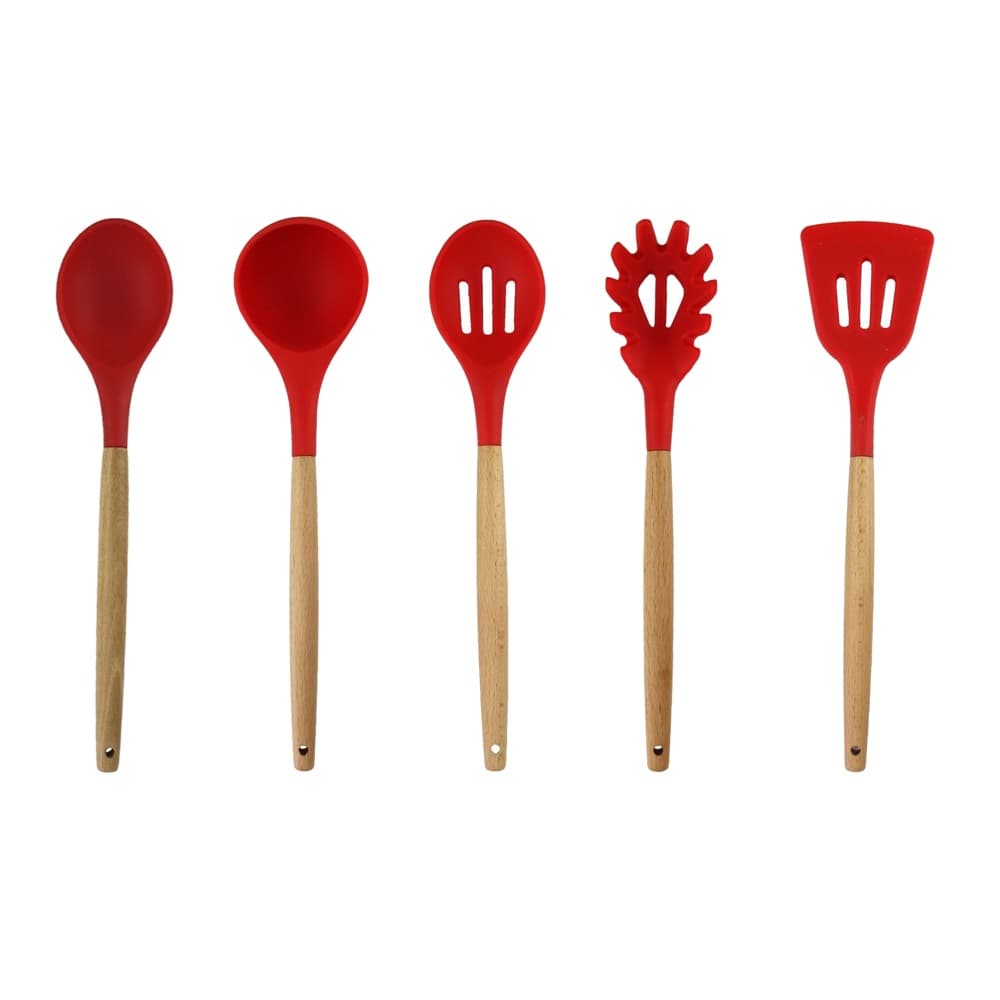 Kit Utensílios Cozinha 5 Peças Silicone Talheres Pegadores