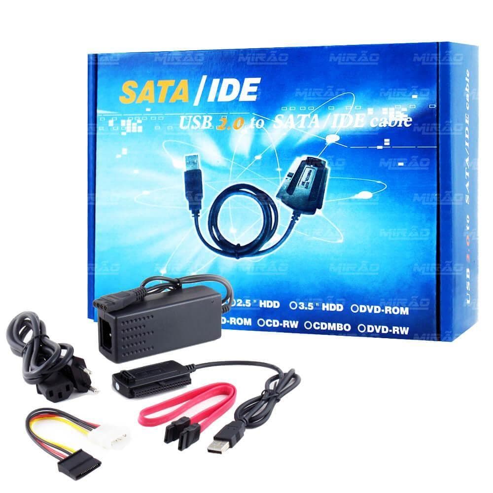 Cabo Adaptador Usb 2.0 Hd Conversor P/ Ide Sata Fonte 3 Em 1