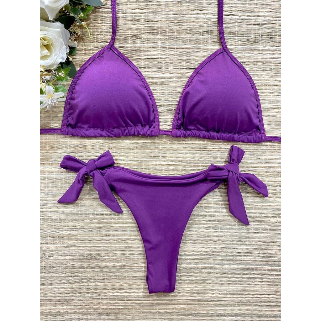 Biquini Cortininha Asa delta Básico Moda Praia Bikini Blogueira com Bojo