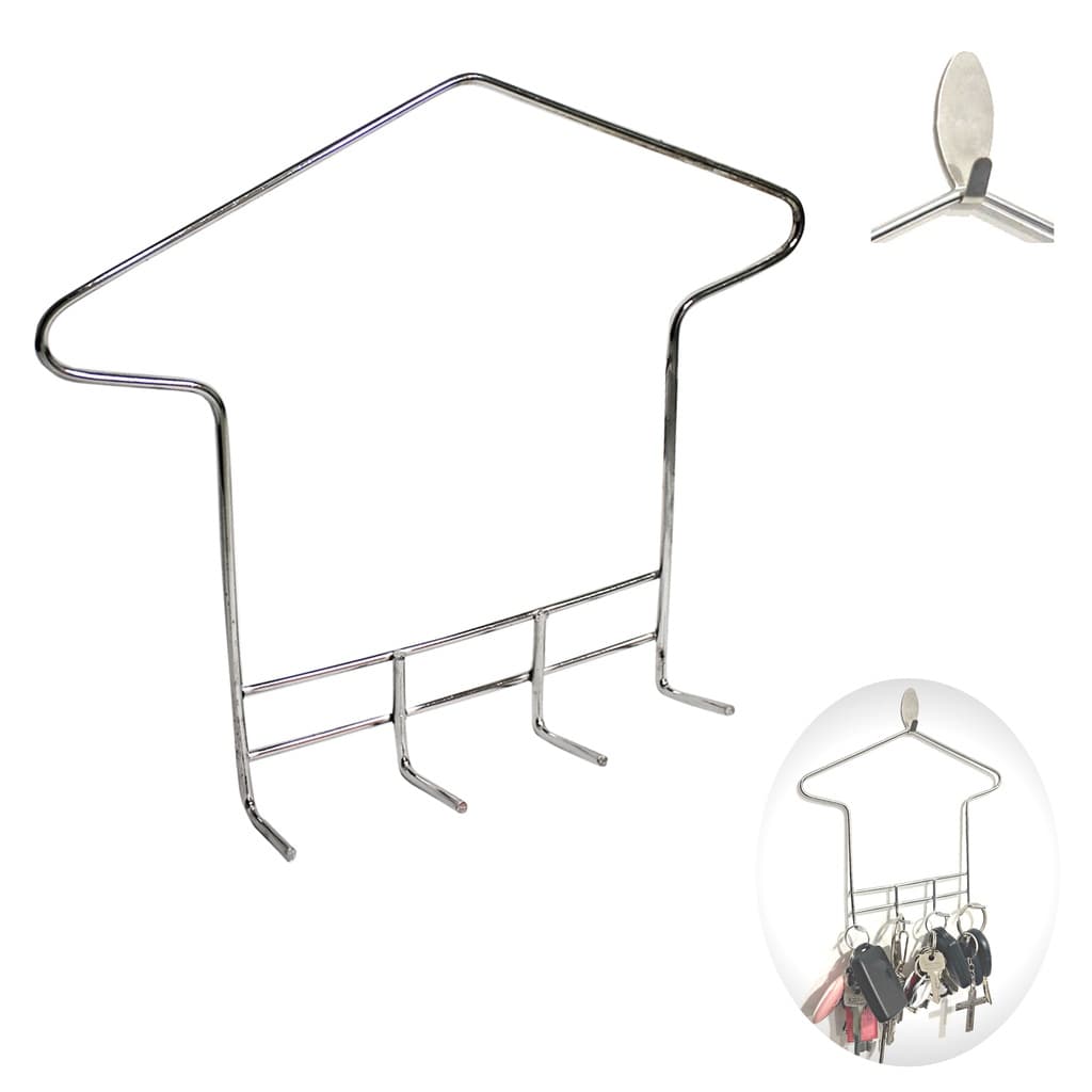 Chaveiro De Parede Suporte De Chave Em Aço C/ Kit Fixação
