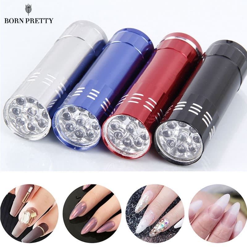 Lâmpada UV Mini 9 LED Lanterna Gel Cola Adesiva De Cura Secador De Unhas Manual Detector De Ferramenta