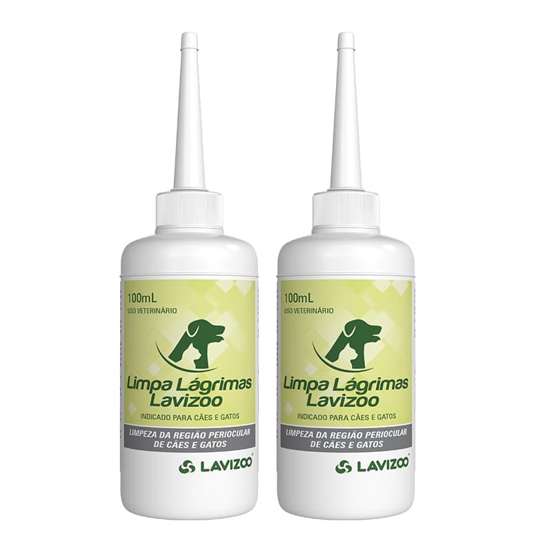 Kit 02 Limpa Lágrimas Ácida Lavizoo para Cães e Gatos 100ml