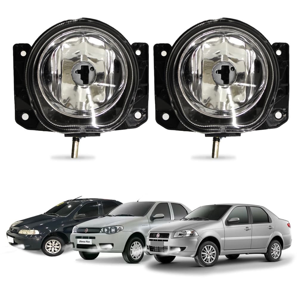 Farol de Milha Siena G2 G3 G4 2001 a 2012 Par Farol Auxiliar de Carro Lente Vidro Neblina Automotivo