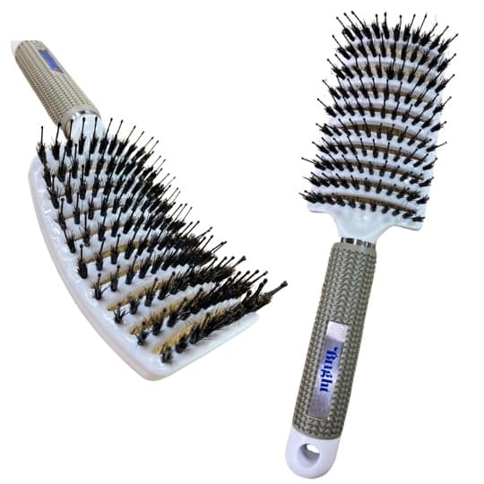 Escova Raquete Com Cerdas De Javali e Nylon Vazada Profissional