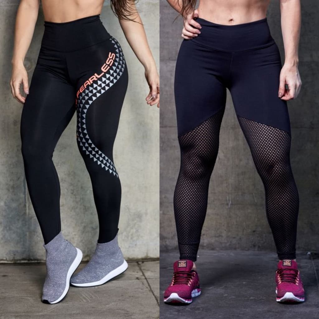 Kit 2 Calças Legging Fitness Moda Academia Suplex Ginástica Promoção Fearless + Lívia Lisa
