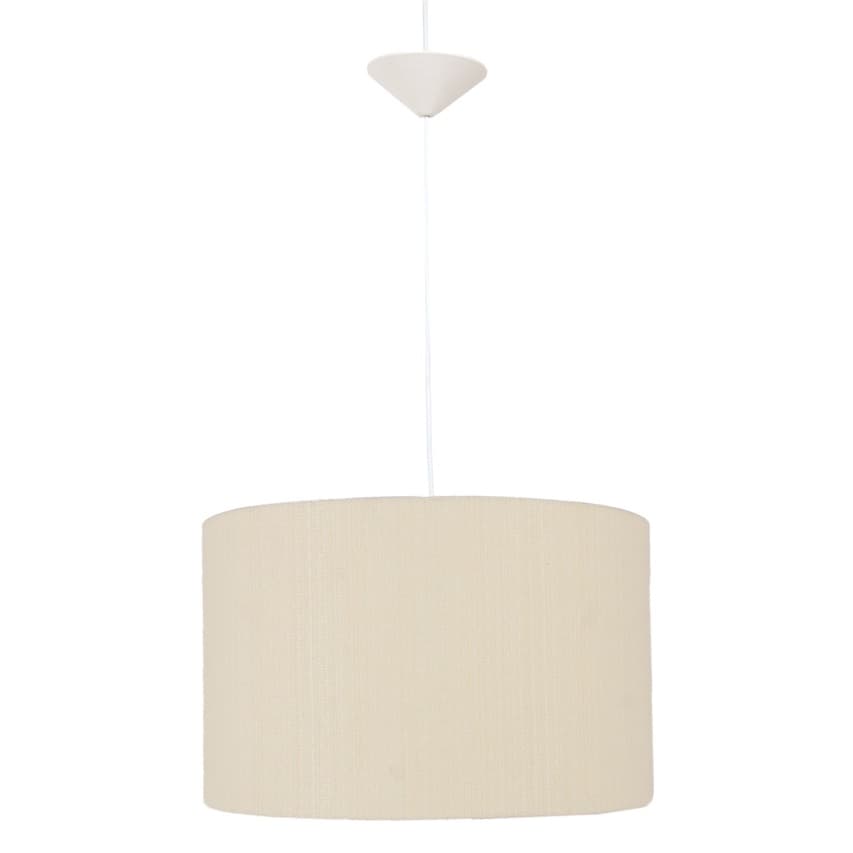 Lustre Luminária pendente cúpula tecido cru 35x25 cm