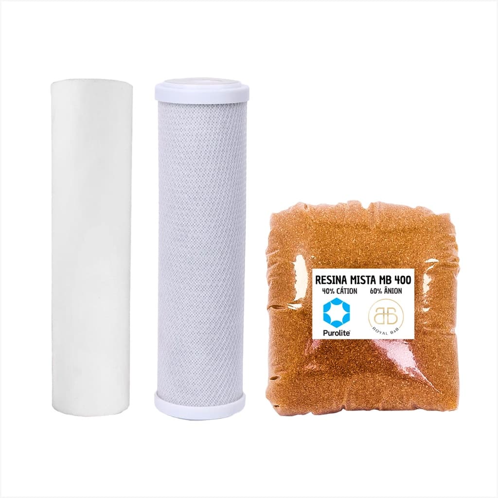 Kit Refil Deionizador 3 Estágios Resina Mb400 Completo