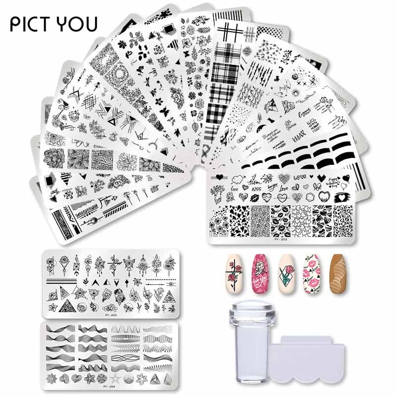 PICT YOU 12 * 6cm Placas De Estampagem De Arte De Unhas Placa Vidro Animal Com Renda De Temperatura Carimbo Imagem