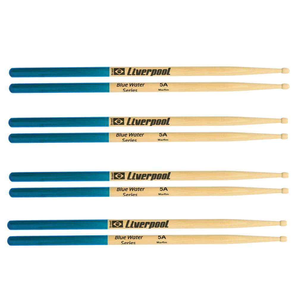 Kit 4 Baqueta Bateria Blue Water Ponta Madeira Liverpool