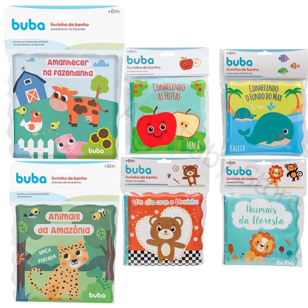Livro Banho Buba  Infantil Bebês Animais Divertido Livrinho Mordedor livro de banho