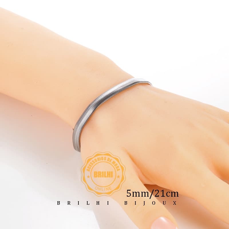 Pulseira de cobra plana de aço inoxidável 316L
