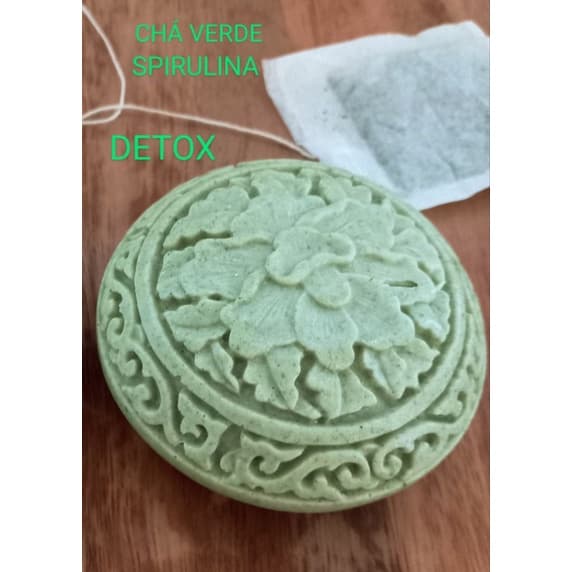 Sabonete de Chá Verde, Argila Verde e Spirulina, Natural, Vegetal, Pele Oleosa, Detox