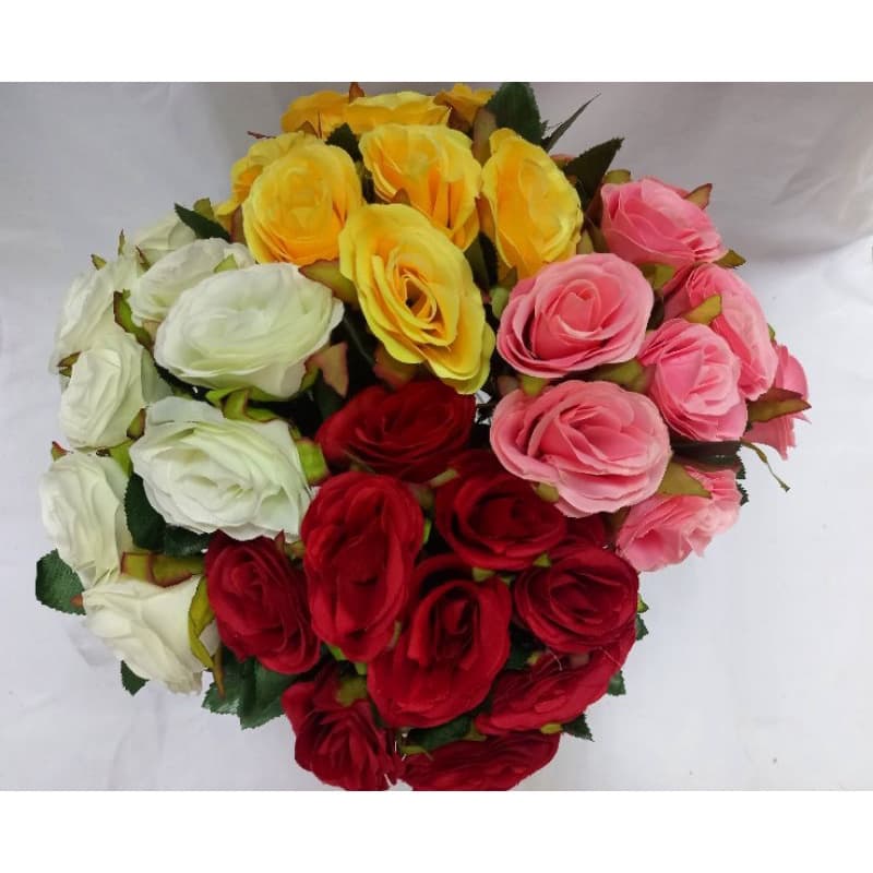Buquê Flor Artificial Rosa c/9 Ramos Para Arranjos,