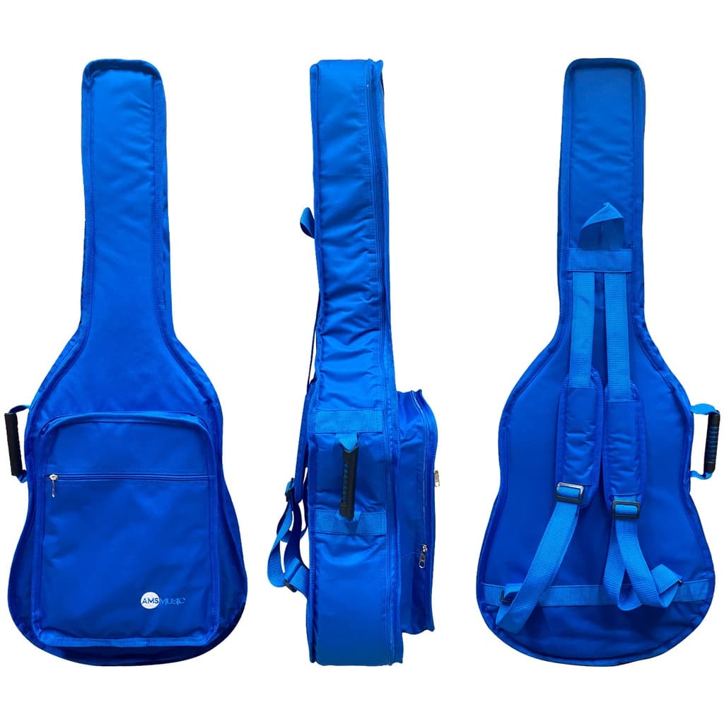 CAPA BAG ALMOFADADA AZUL PARA VIOLÃO FOLK E CLÁSSICO