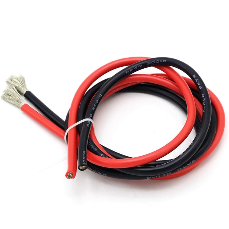 2 Metros Fio De Silicone 8 10 12 14 16 18 20 22AWG Cabo De Arame Macio À Prova De Calor (1metro Vermelho + 1metro Preto)