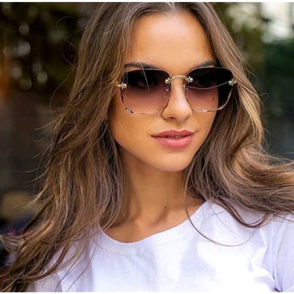 Óculos de Sol Moda Feminina Sem Aro Anti-Reflexo UV400 Super Estiloso