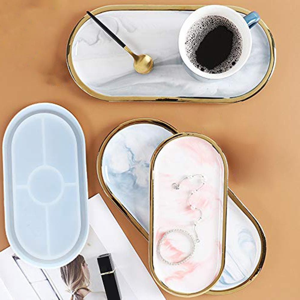Molde De Silicone Para Copo De Resina Epóxi Bandeja De Suporte Copos Ferramentas Artesanais Fazendo Jóias DIY Forma Oval Cinzeiro Moldes De Gesso