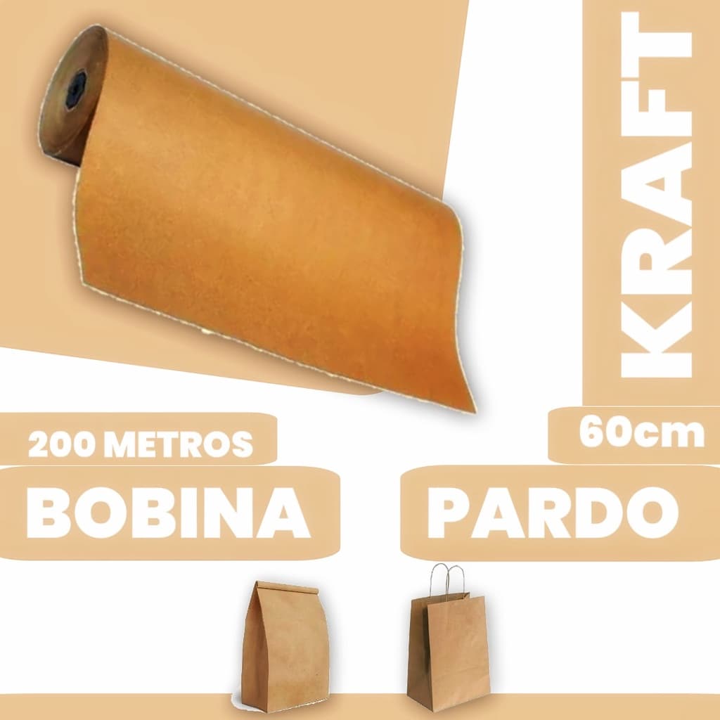 ROLO PAPEL PARDO MOLDES EMBALAGEM CRAFT BOBINA 60CM 80G