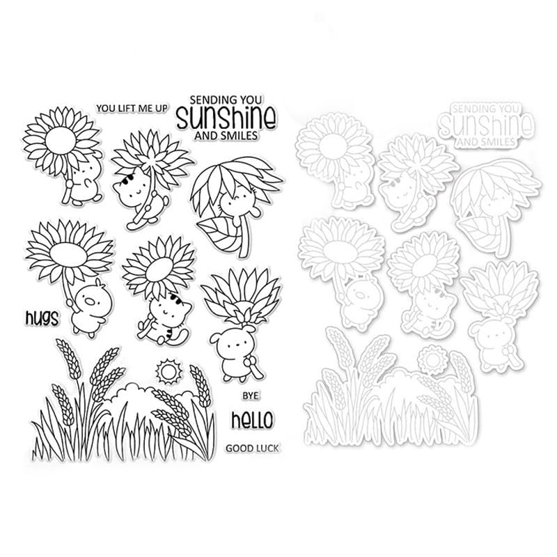 Sunshine Girassol Claro Selo oR Corte Dados Estêncil Conjunto Para Diy Scrapbooking Cartolina Embossing Papel Artesanato