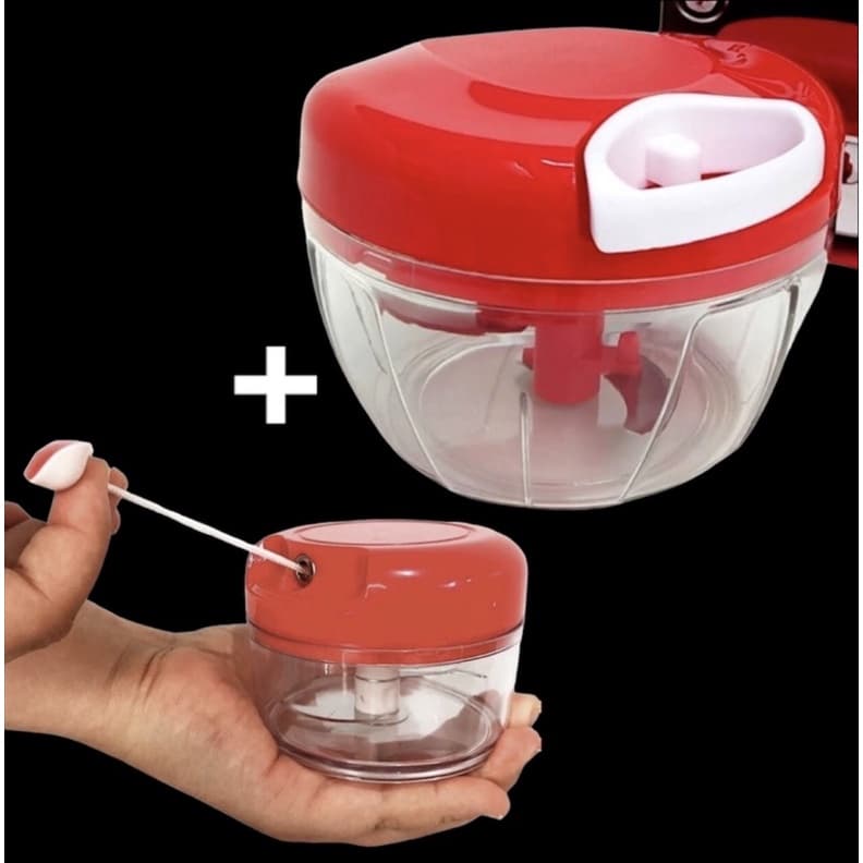 Kit Mini Processador Triturador Manual + Processador de Alimentos Manual 500 ml