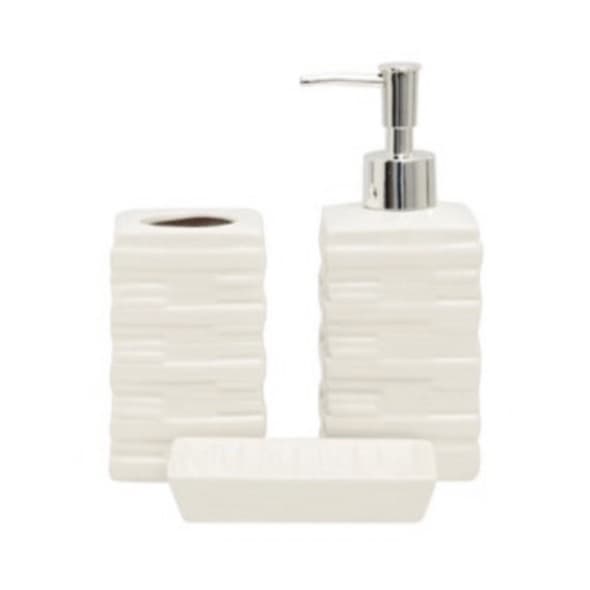 Kit conjunto Lavabo 3 peças Saboneteira Porta Escova e sabonete líquido   Banheiro Promoção