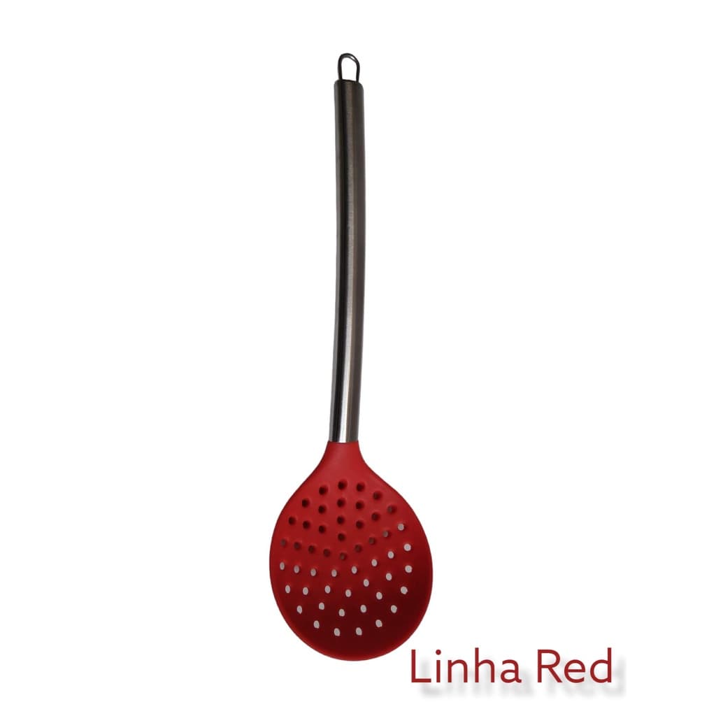 Colher Escumadeira Arroz Grãos de Silicone Aço inox 34 cm