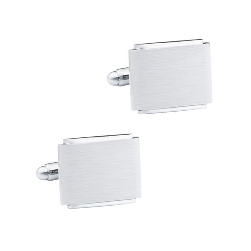 Acessórios de Moda: Abotoaduras Quadradas de Metal Escovado Brilhante, Abotoaduras Masculinas Simples para Camisa Social