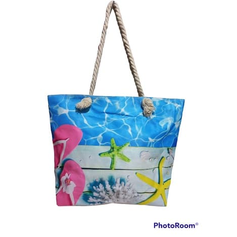 Bolsa De Lona estampada Alça De Corda Sacola Praia Ombro