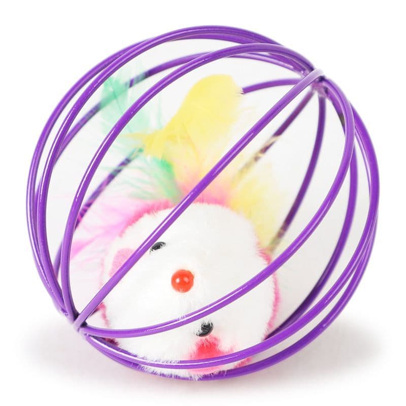 Brinquedo de bola com rato para pet gato cachorro Rato Com Penas chocoalho Bola Ball Pet Ratinho para gatinho