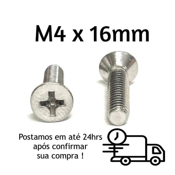 Parafuso INOX Cabeça Chata Phillips M4 X 16mm