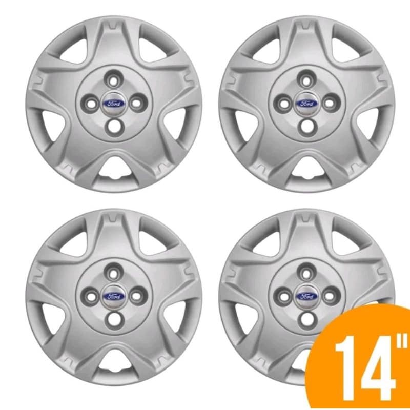 Jogo 4 Calotas FIESTA HATCH/SEDAN KA COURIER  aro 14" com emblemas resinados