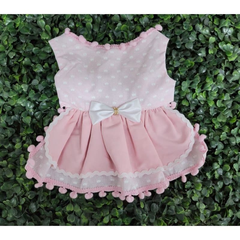 vestido pet pompom. roupa pet para cachorro e gato. laços pet