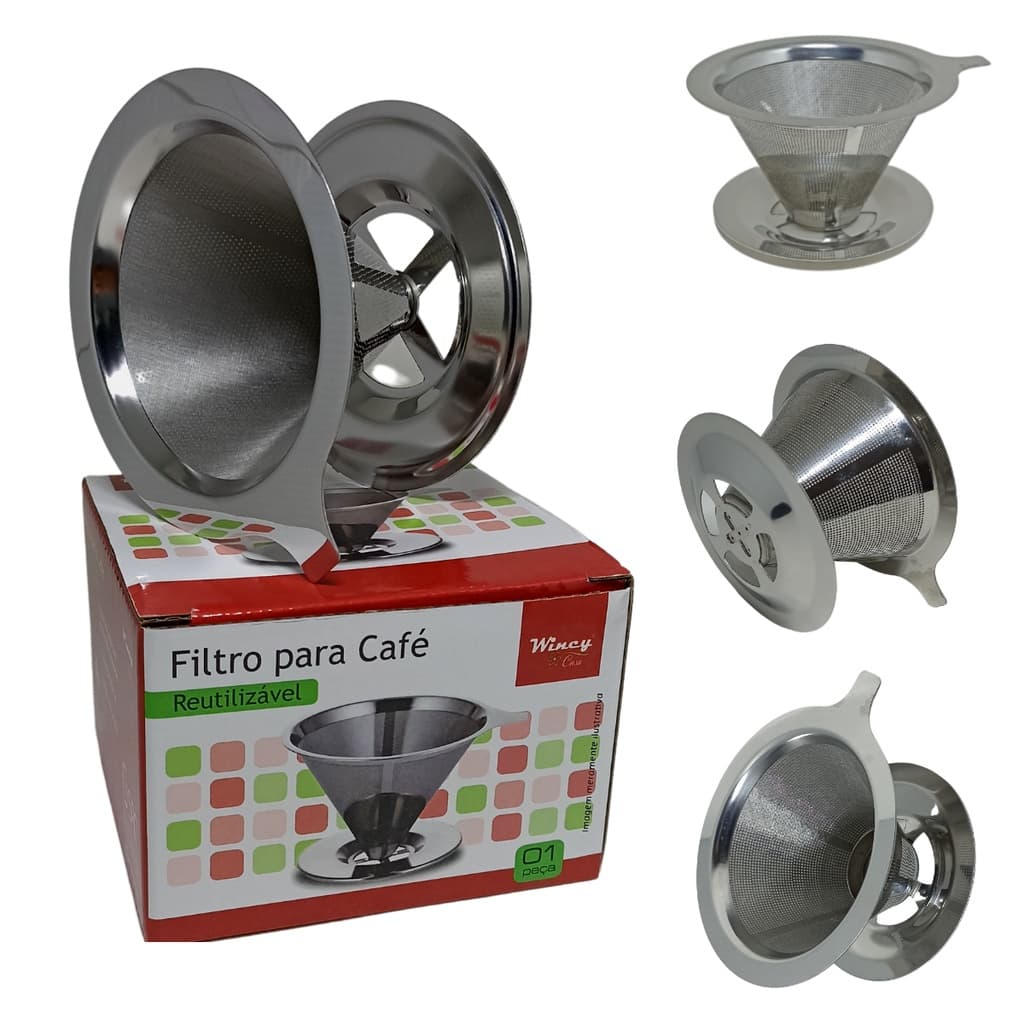 Coador Filtro de Café em Aço Inox Reutilizável Ecológico 102