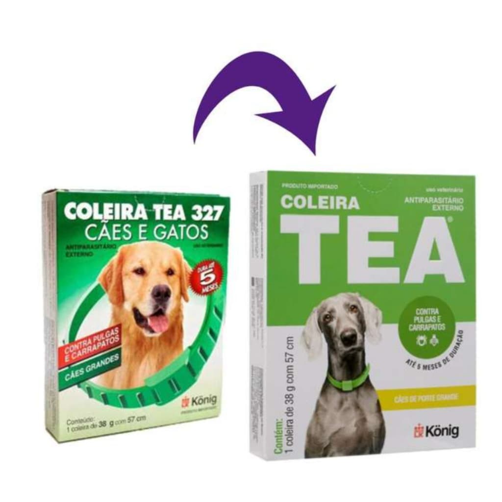 Coleira Antipulgas Tea 327 38g Para Cães Gatos Porte Grande 57cm Carrapatos