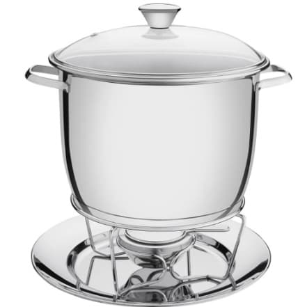Rechaud Tramontina Allegra em Aço Inox Fundo Triplo com Fogareiro e Tampa de Inox 7,8 L