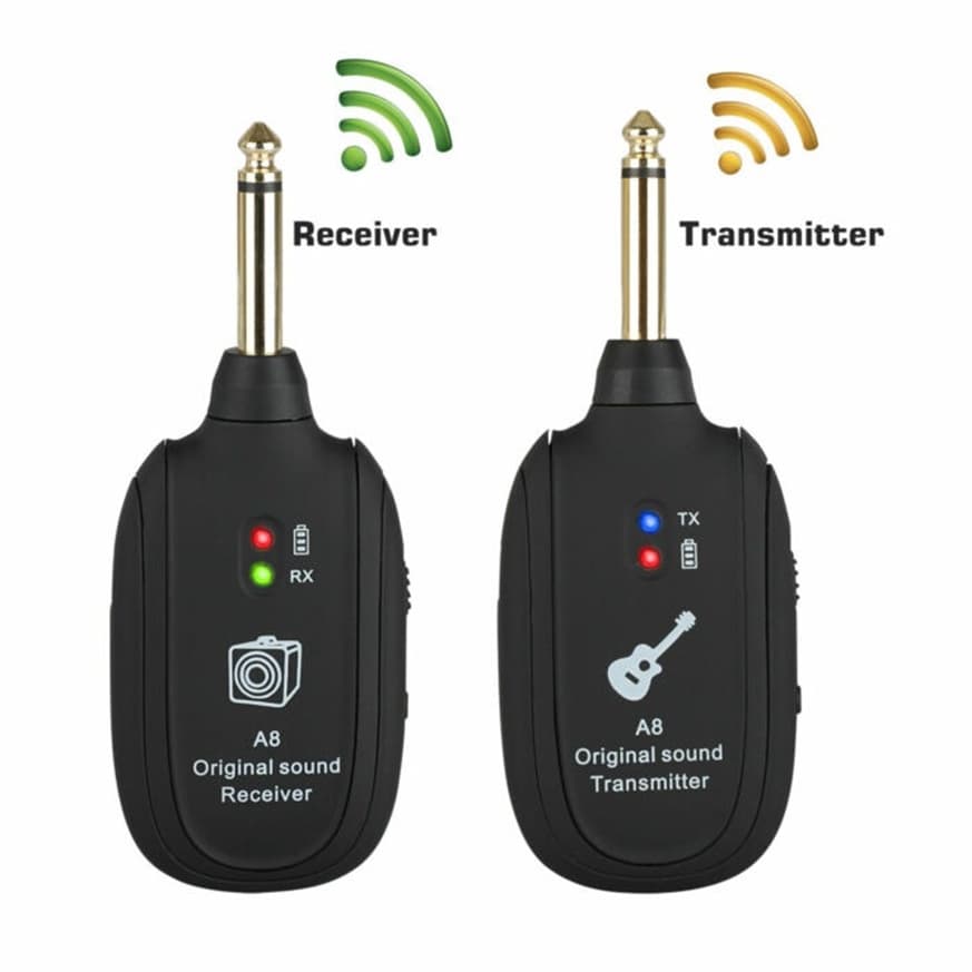 Conjunto De Sistema De Guitarra Sem Fio A8 Com Bateria Recarregável Transmissor E Receptor De 2.4 Ghz Para Baixo Elétric