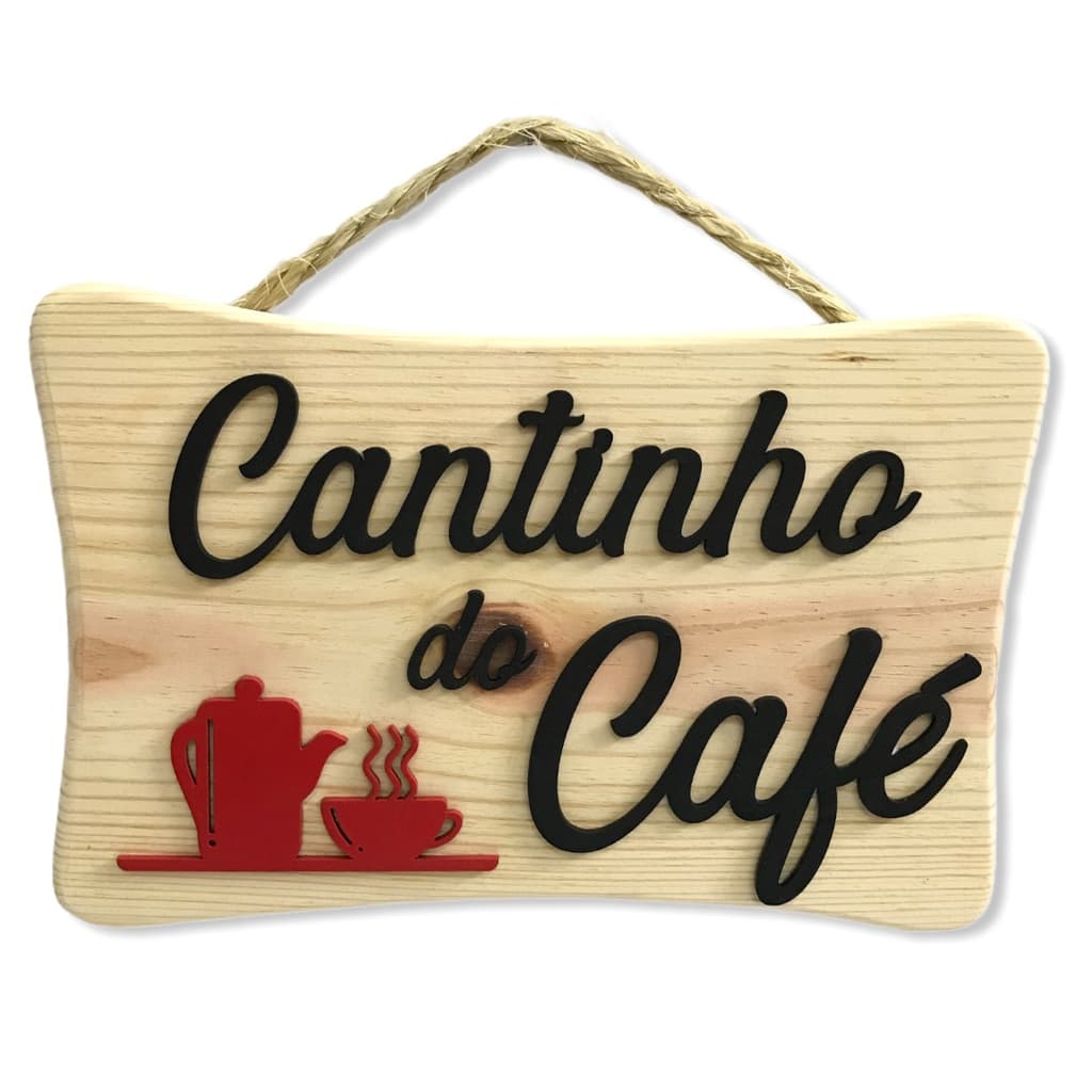 CDA Placa Decorativa Mdf Cantinho Do Café 30x20 Pinos Artesanal Casa Lazer Decoração Parede