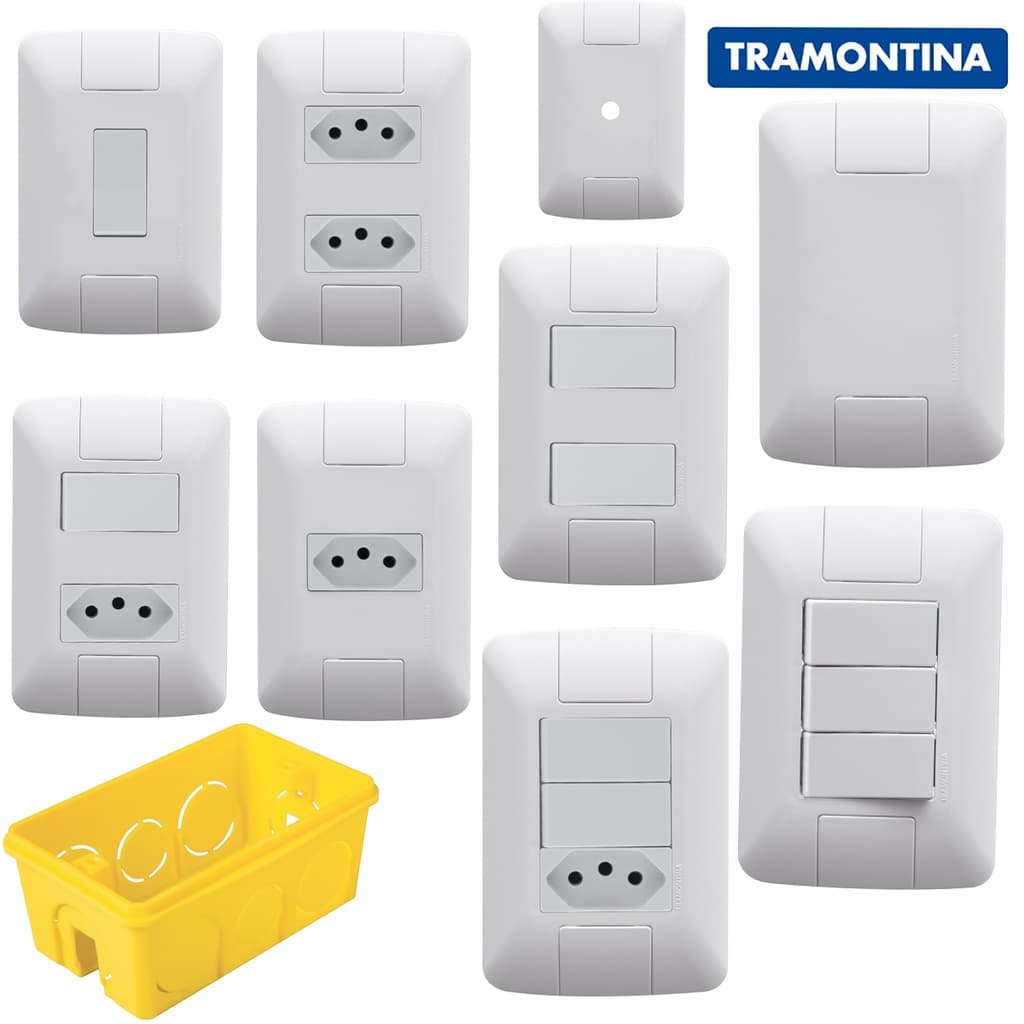 Tomada Interruptor 10A/20A Linha Modular Tramontina Tomadas Simples 10a tomada 20a apagador paralelo simples