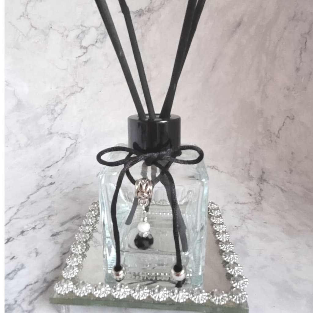 Frasco De Vidro Cubo Belga Difusor 100ml Com Varetas e Bandeja Decorada