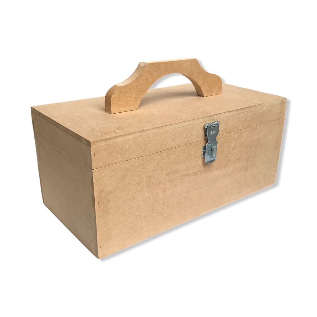Maleta Ferramenta Costura Madeira Mdf Com Alça Cadeado 30x16 cm