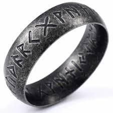 Anel Viking Rune Cinza fosco envelhecido