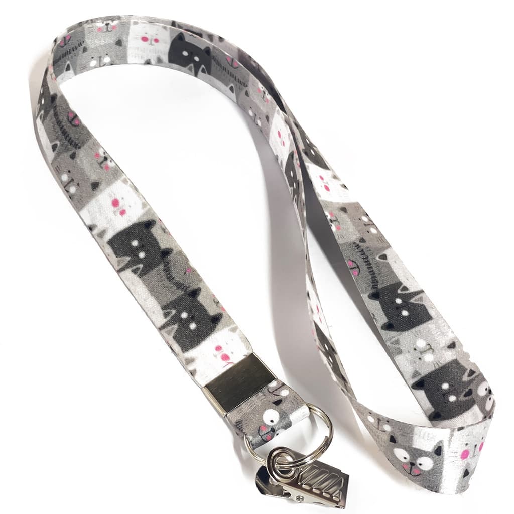 Cordão personalizado Gatos Fofos para crachá ou chaveiro com Jacaré com Argola