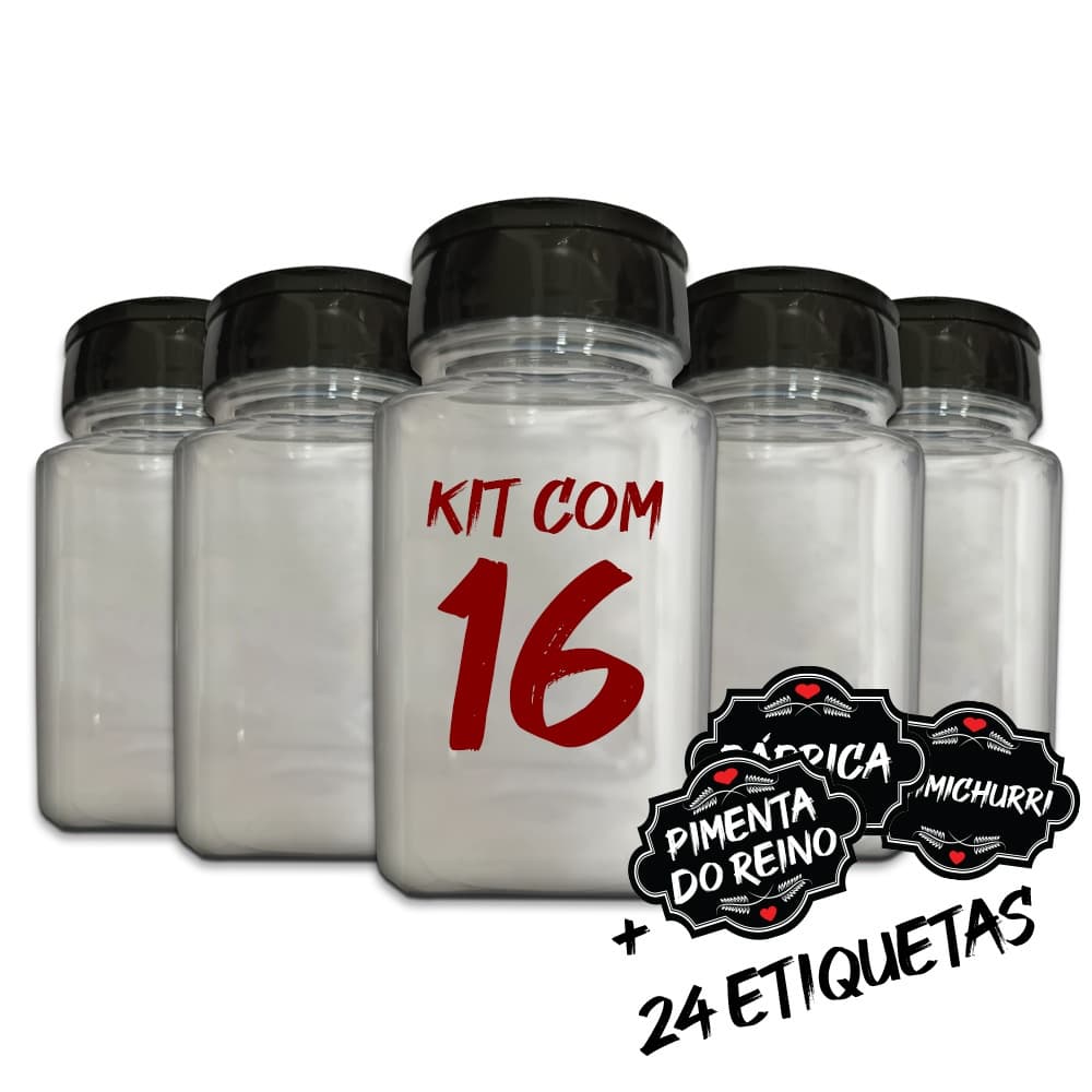 Pote Tempero Kit Potes + 24 Etiquetas Adesivas Porta Condimento Q 170