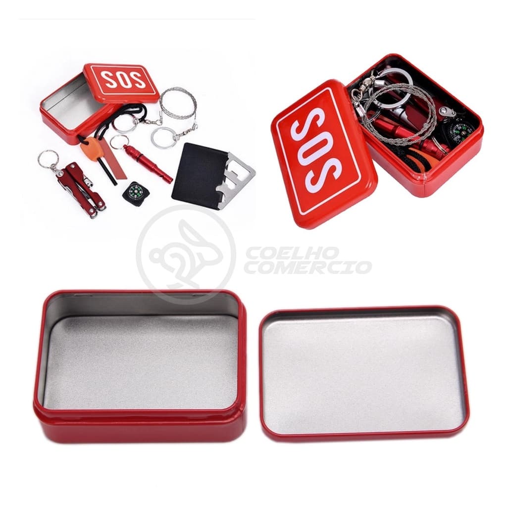 Mini kit SOS Tz-02 para Acampar Compacto Ferramentas de Sobrevivência Camping Selva Escoteiro