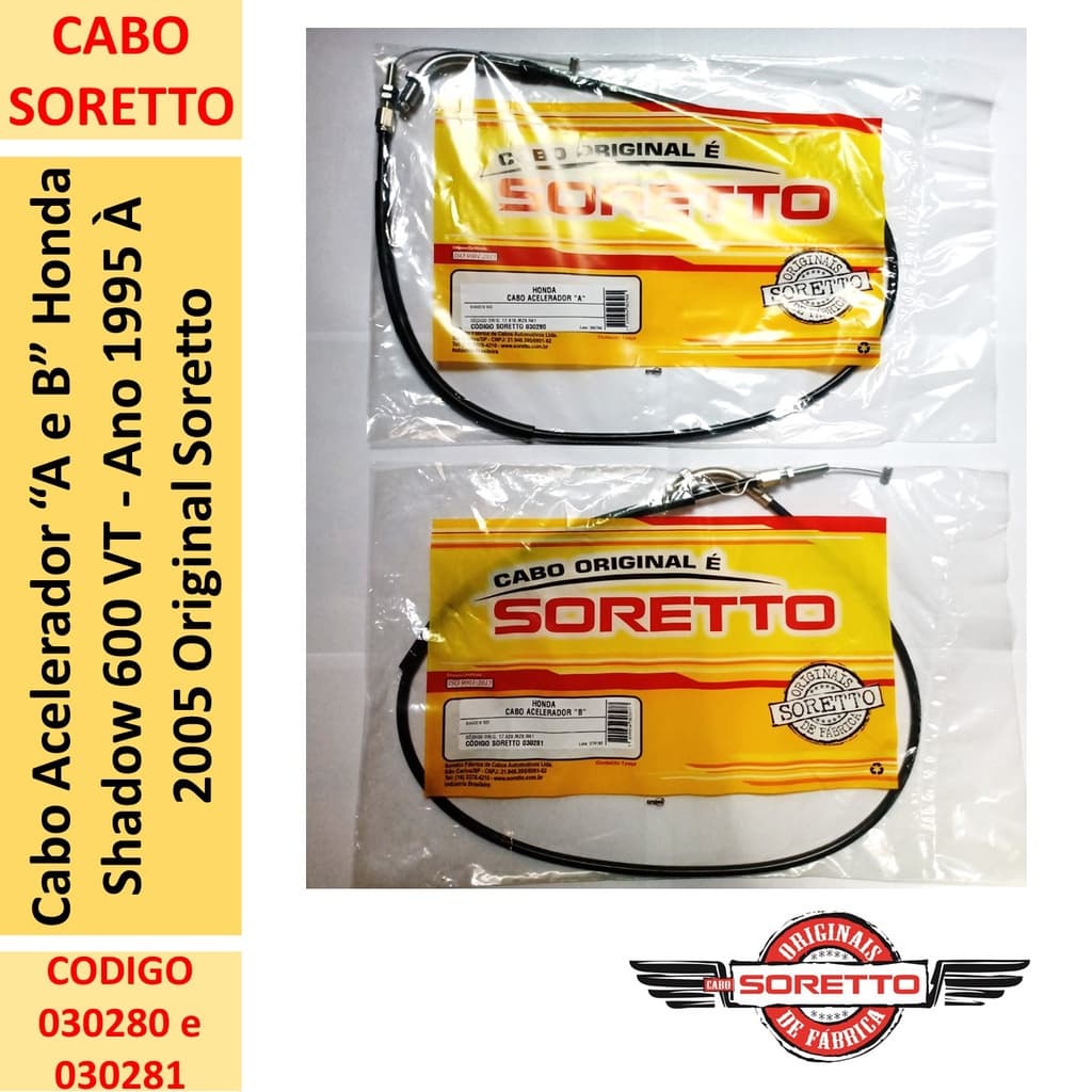 Cabo Acelerador A + B Shadow Vt 600 Ano 2002 Orig Soretto