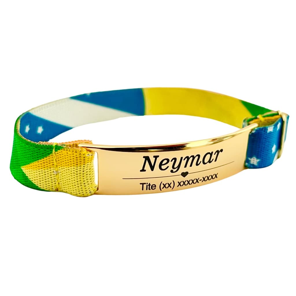 Coleira com nome do Brasil anti enforcamento para gatos copa do mundo